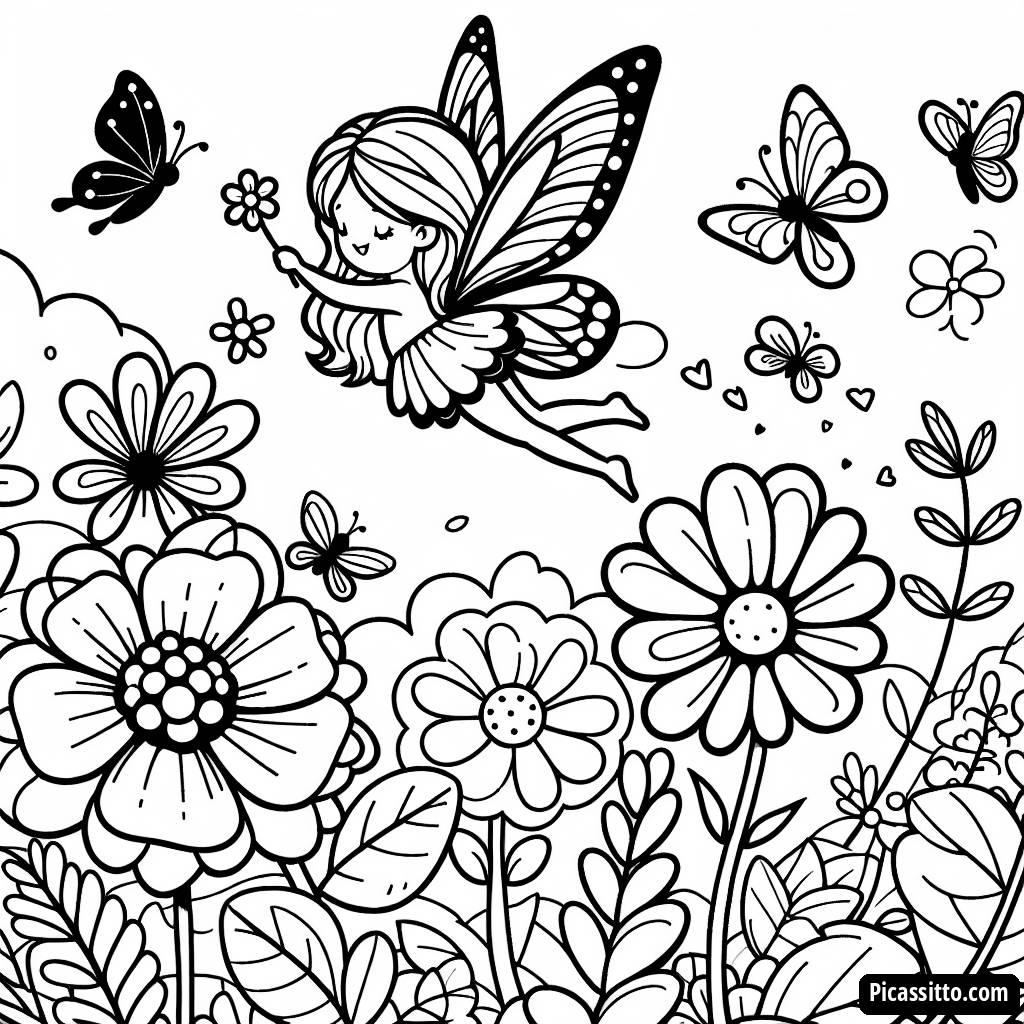 Pagina da Colorare di una Fata Magica