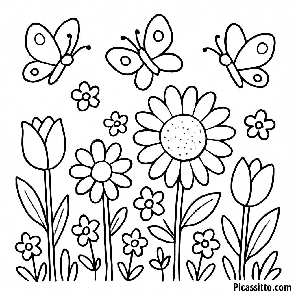 Zauberhafte Blumenfeld Ausmalbild