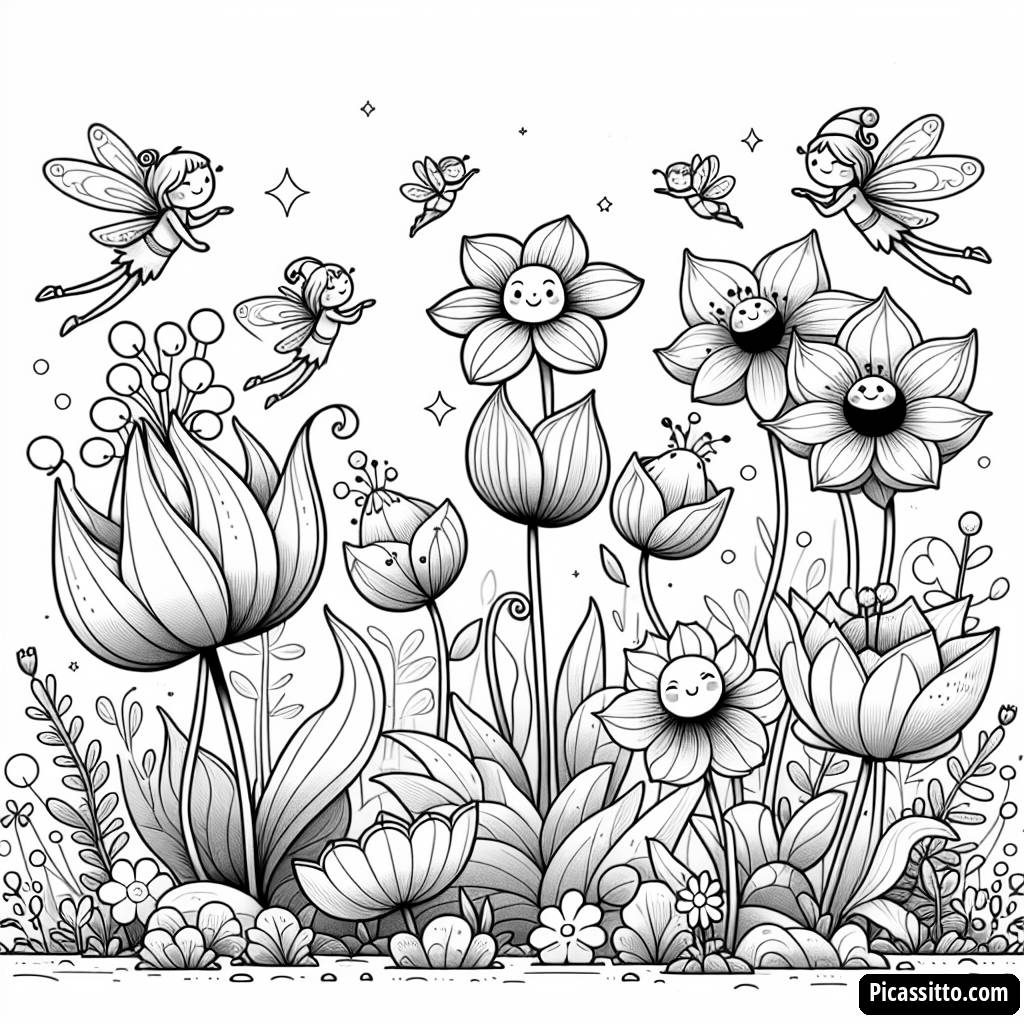 Pagina da Colorare: Giardino Magico