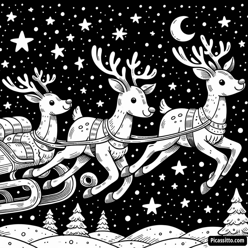 Página para Colorear de Renos Mágicos