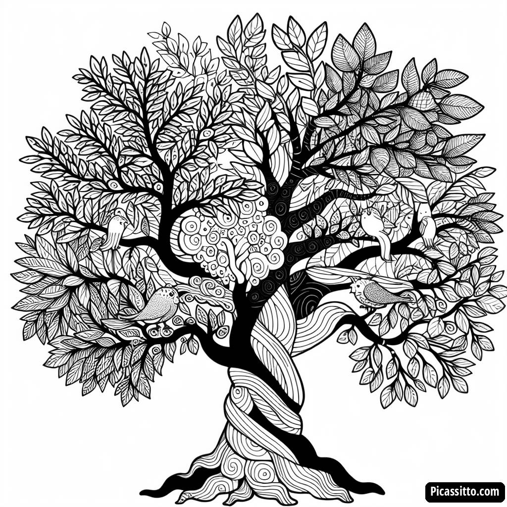 Magische Baum-Mischung Ausmalbild