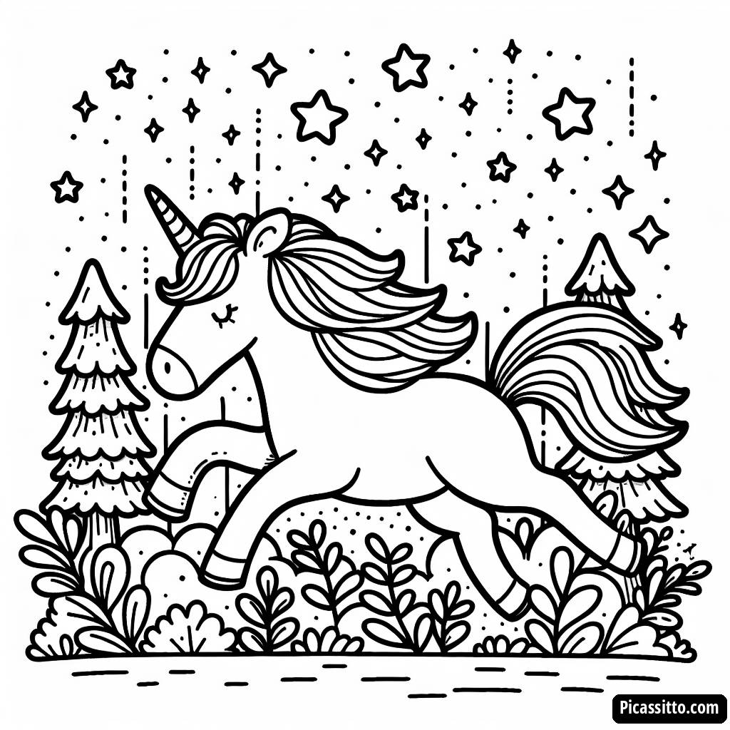 Pagina da Colorare dell'Unicorno Magico