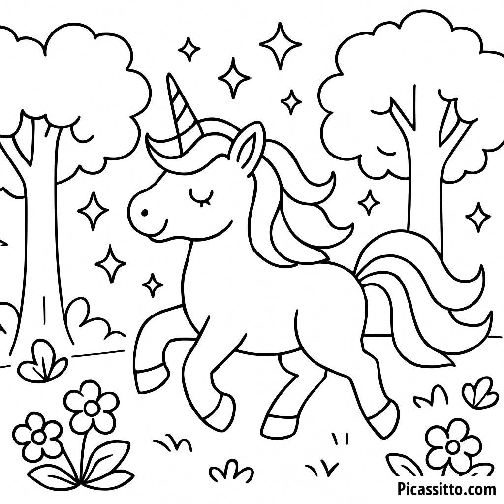 Page à Colorier de Licorne Magique