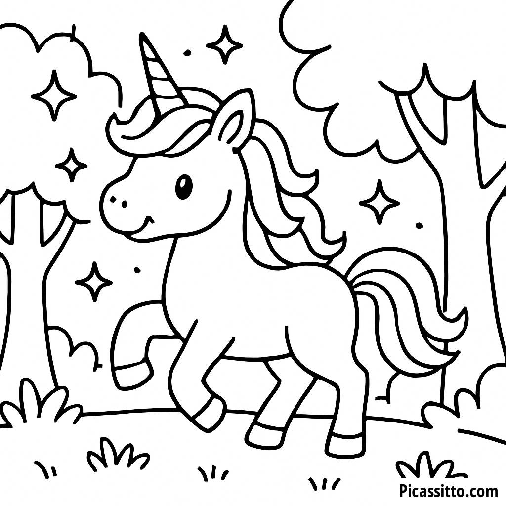 Page à Colorier de Licorne Magique