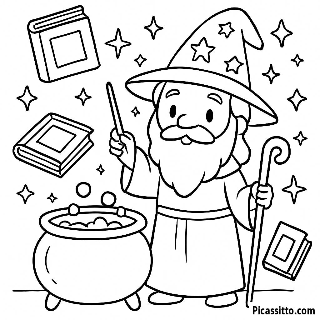 Magical Wizard Coloring Page