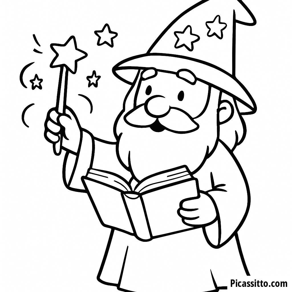 Magical Wizard Coloring Page