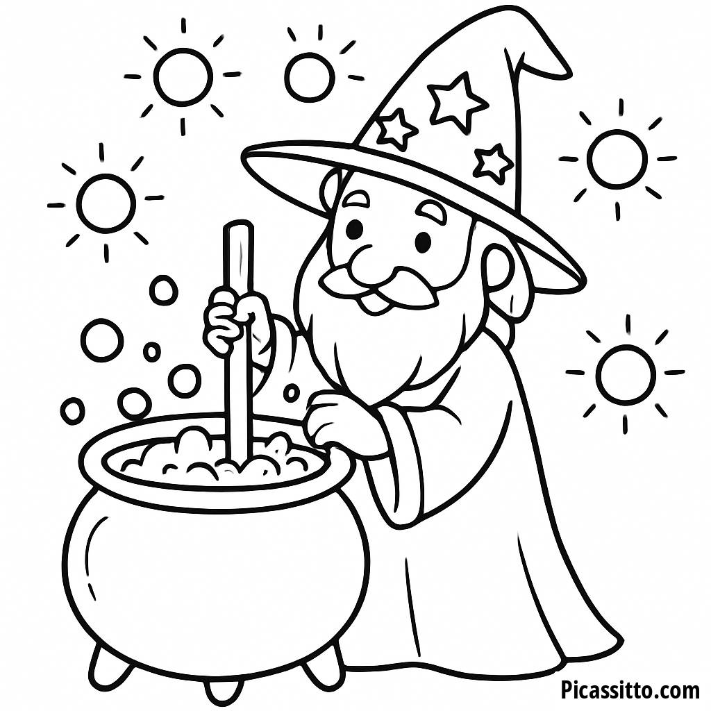 Magical Wizard Coloring Page