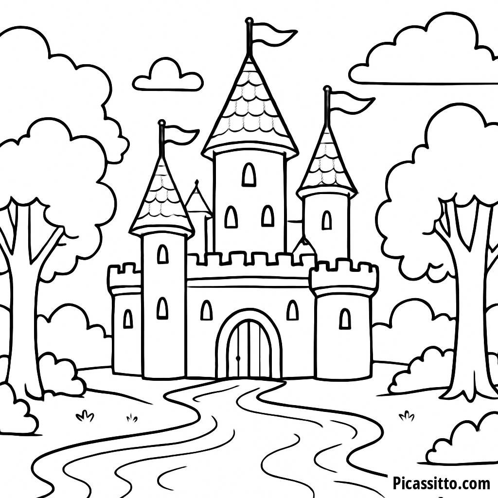 Majestätische Burg Ausmalbild