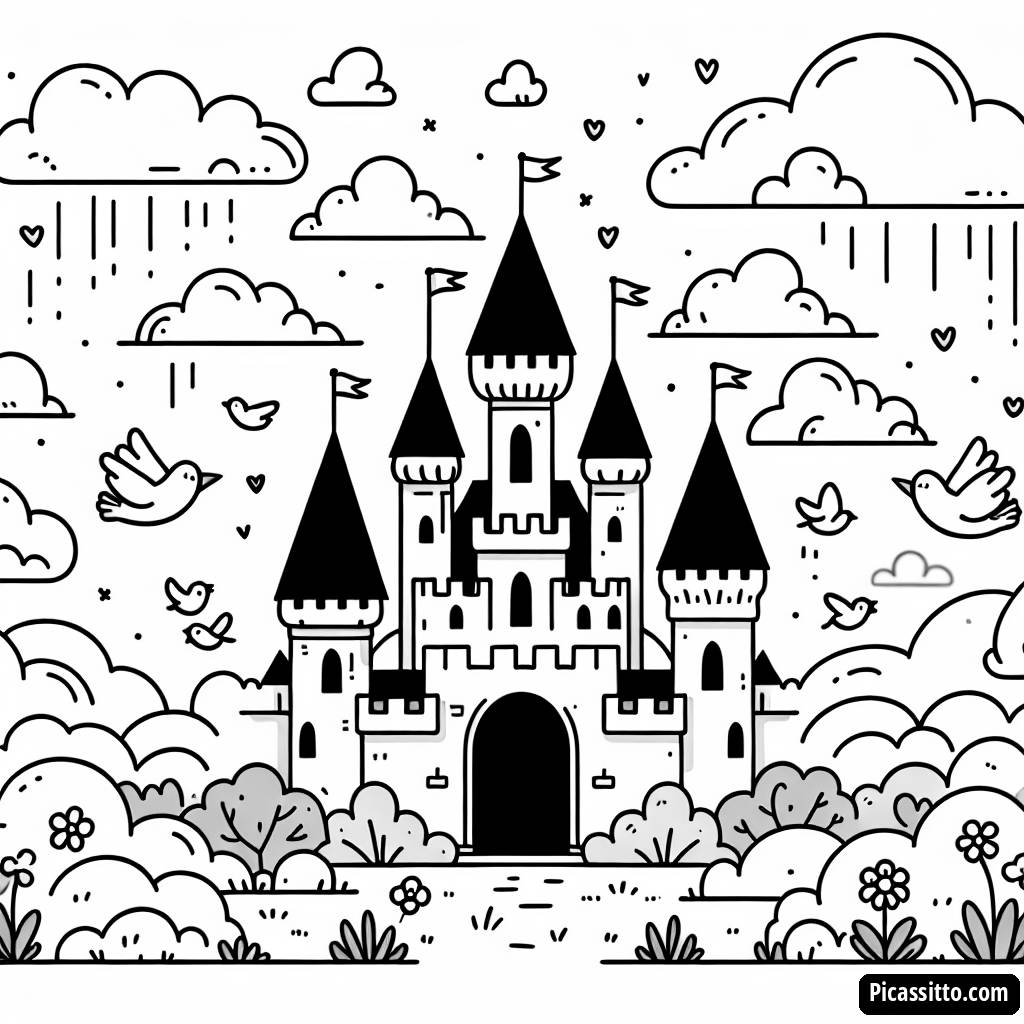Pagina da Colorare del Castello Maestoso
