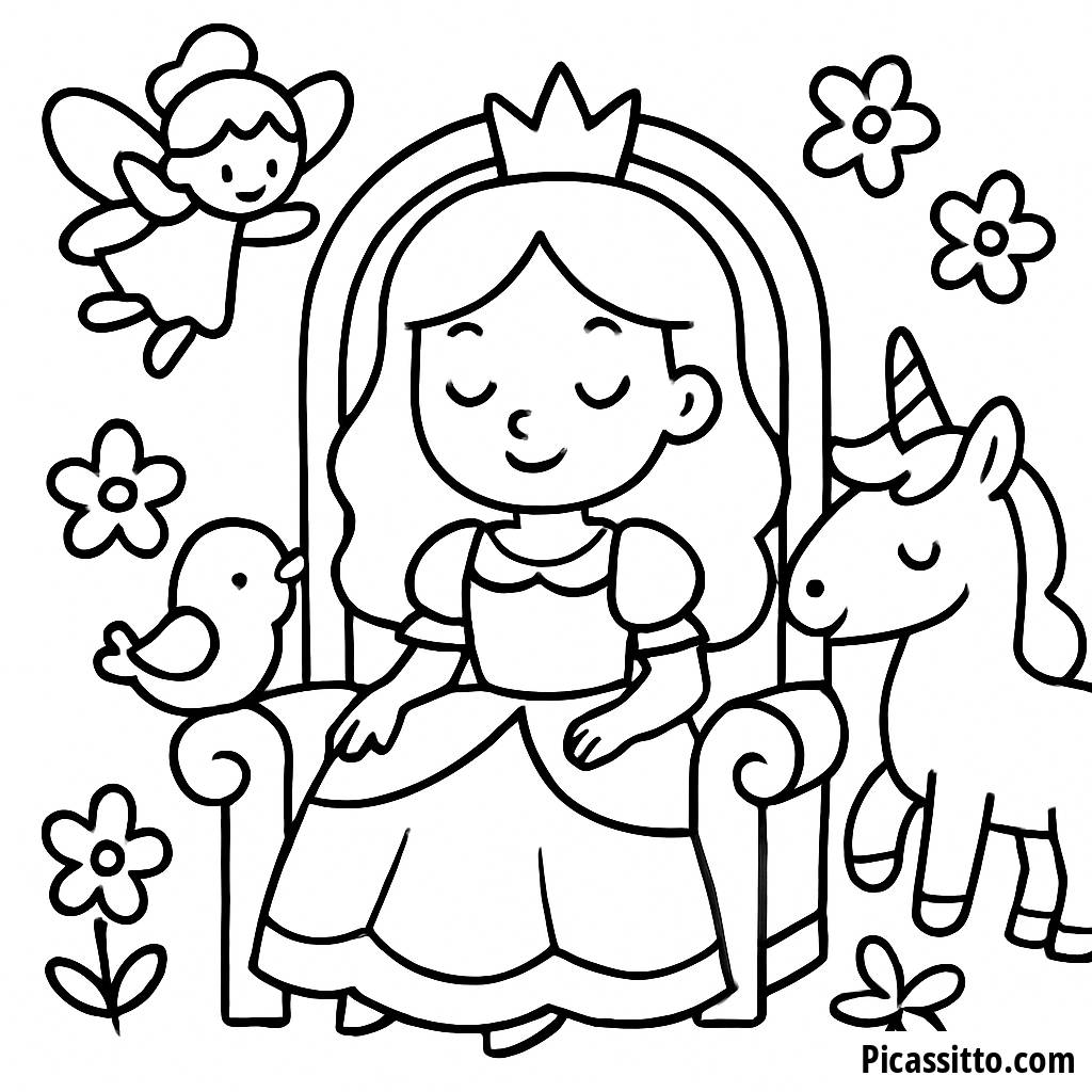 Pagina da Colorare Principessa Maestosa