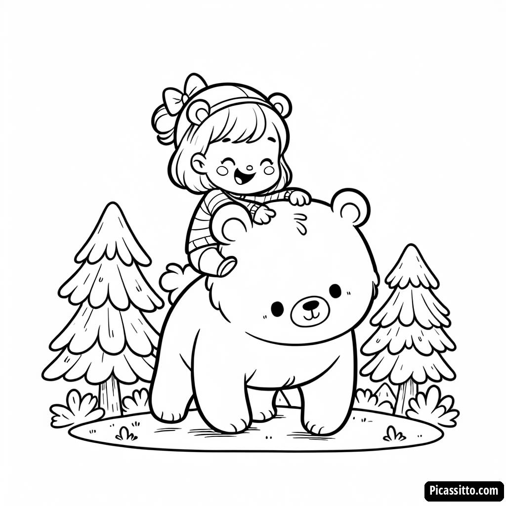 Página para Colorear de Masha y el Oso: Diversión en el Bosque