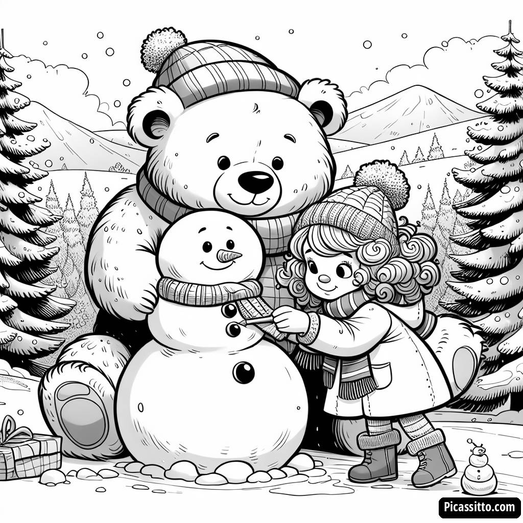 Pagina da Colorare di Masha e Orso nel Paese Invernale