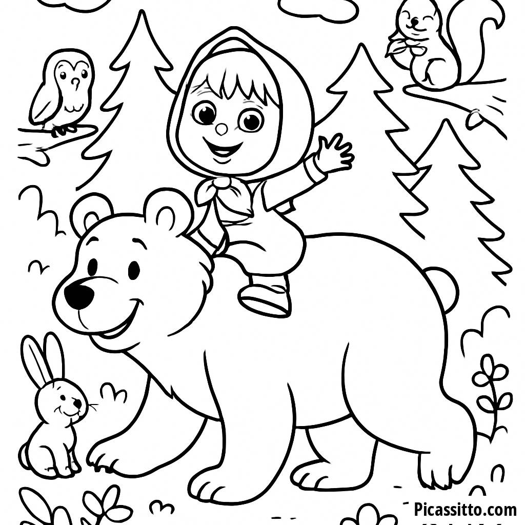 Página para Colorear de Masha y el Oso