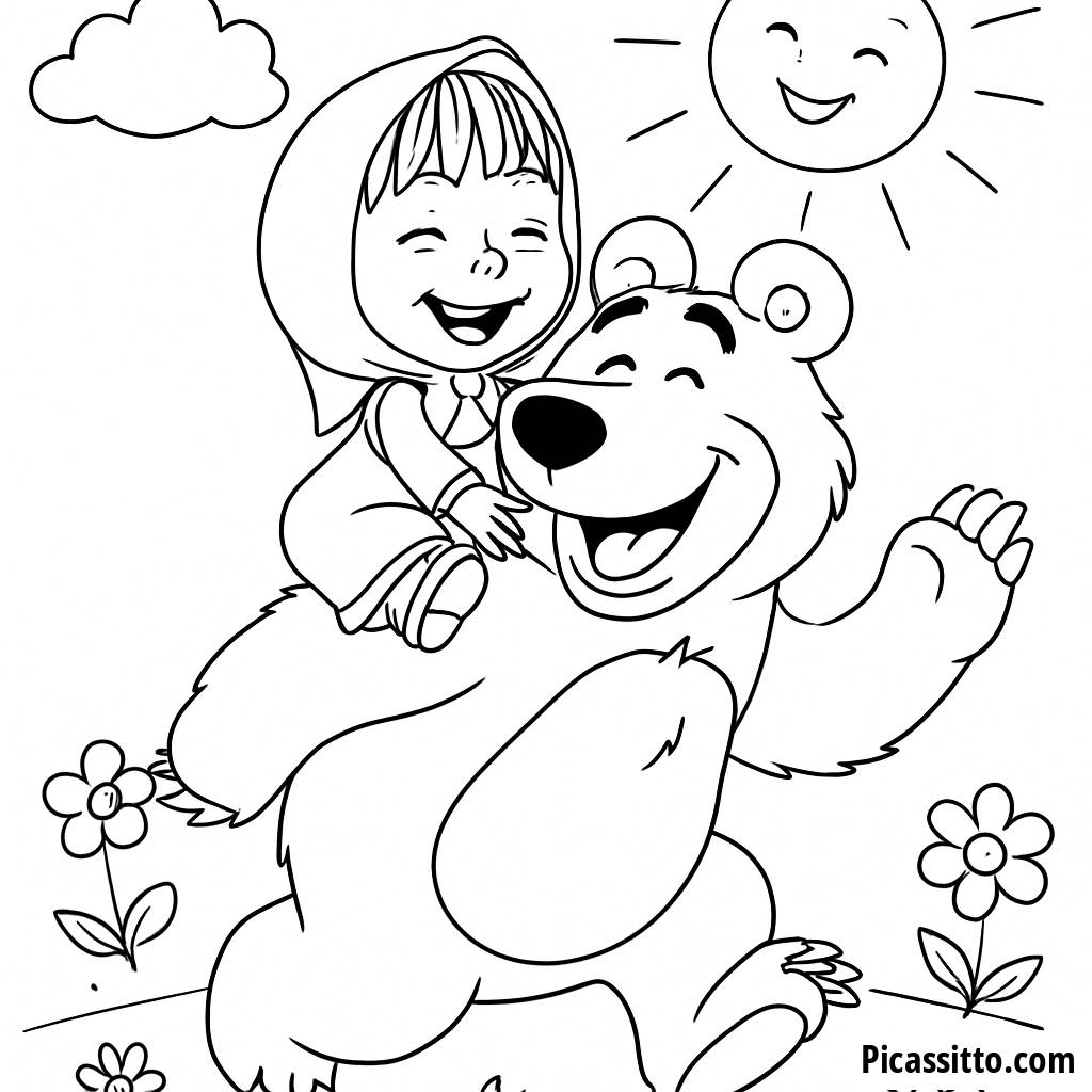 Masha and the Bear Coloring Page Fun