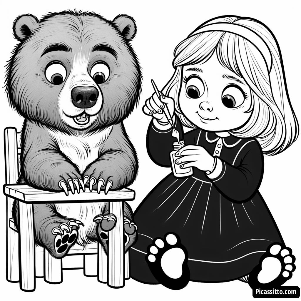 Masha und der Bär Malvorlage: Nagellack-Überraschung!