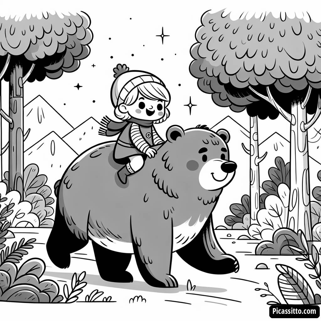 Pagina da Colorare di Masha in Sella all'Orso