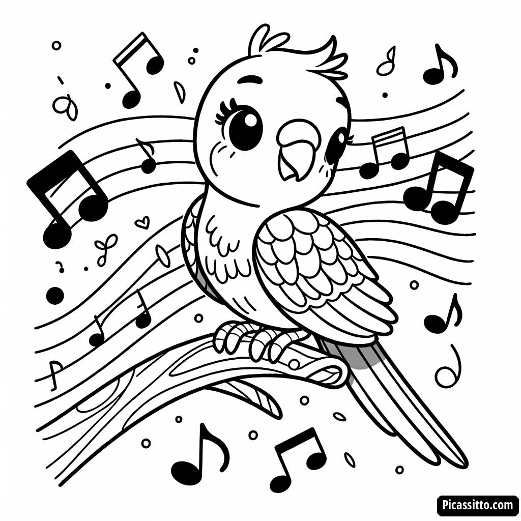 Page à Colorier de Perroquet Mélodique