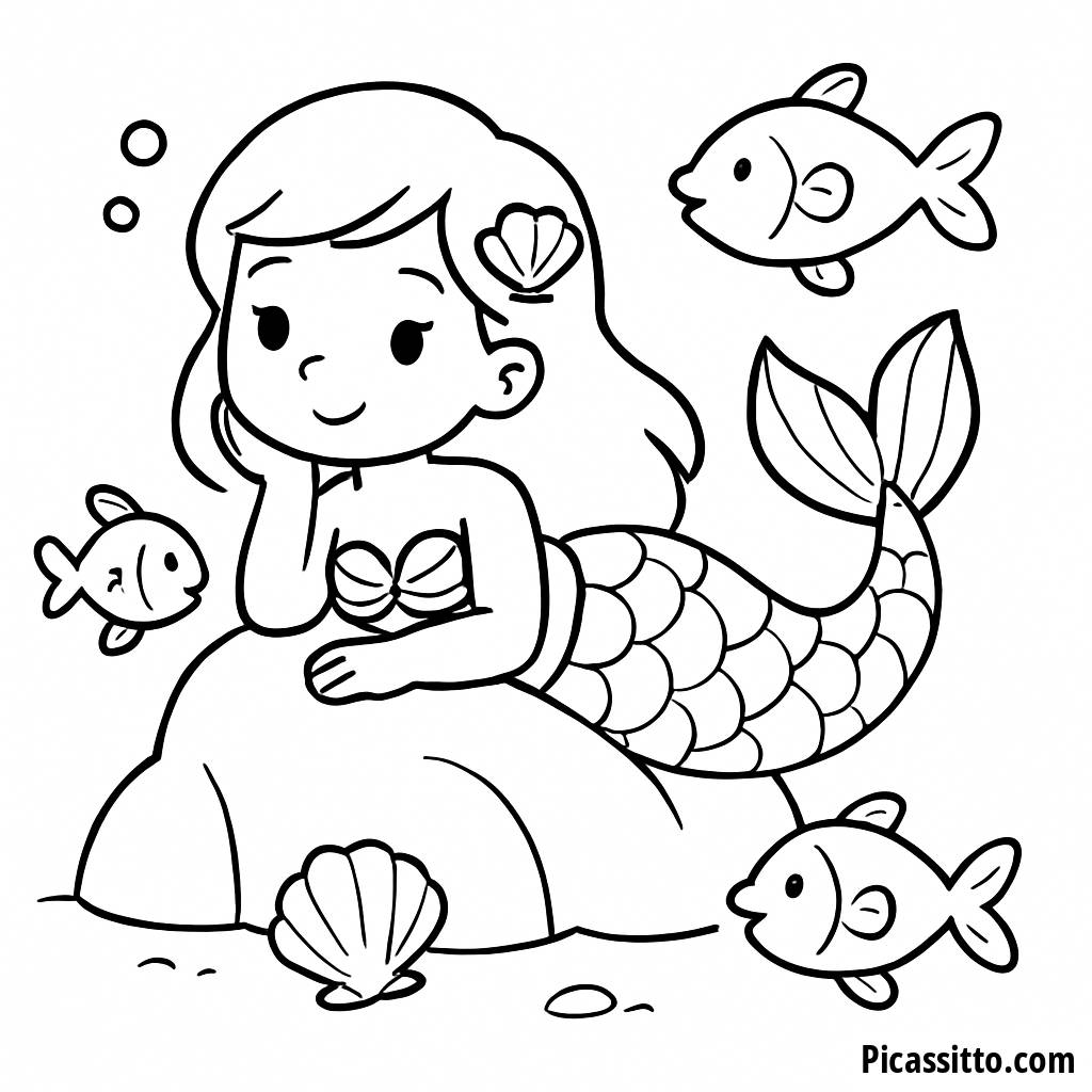 Página para Colorear de Sirena: ¡Sumérgete en la Diversión Submarina!