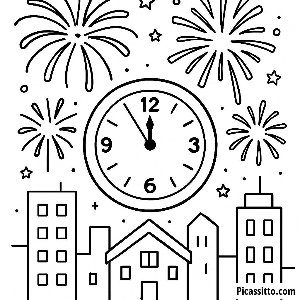 Полночная магия: раскраска фейерверков на Новый год