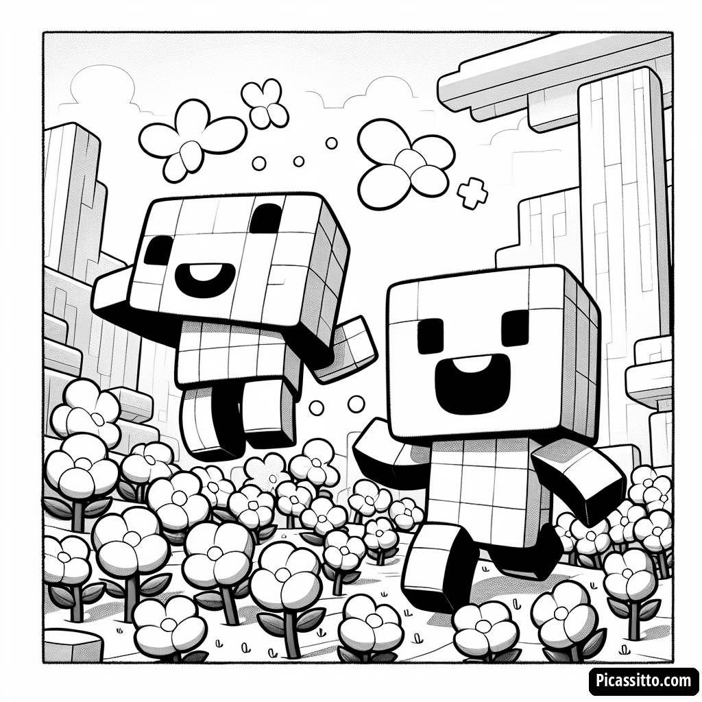 Pagina da Colorare di Creeper e Enderman di Minecraft