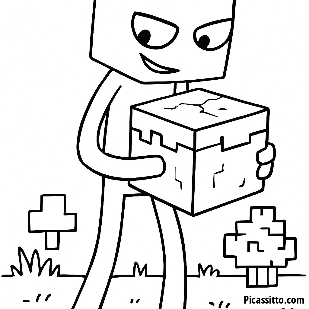 Pagina da Colorare di un Enderman Malizioso