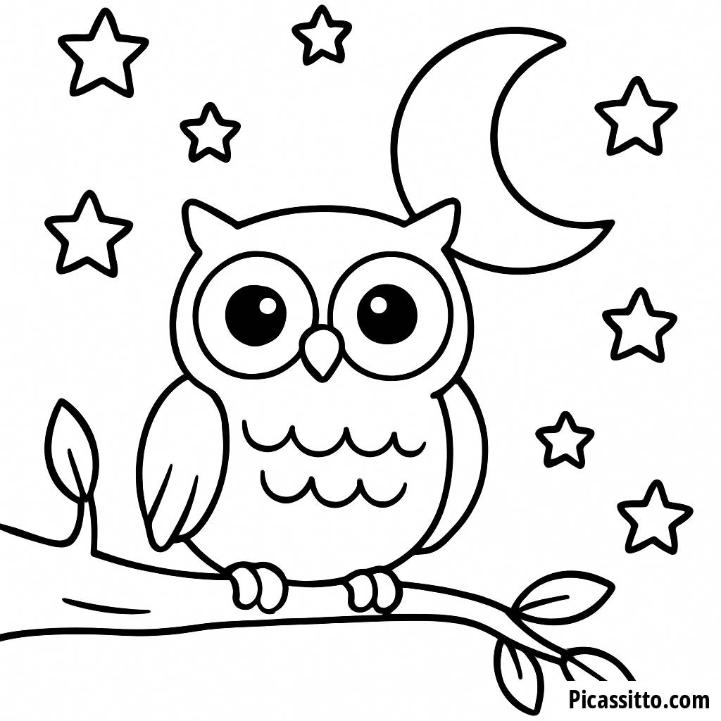 Moonlit Owl Coloring Page