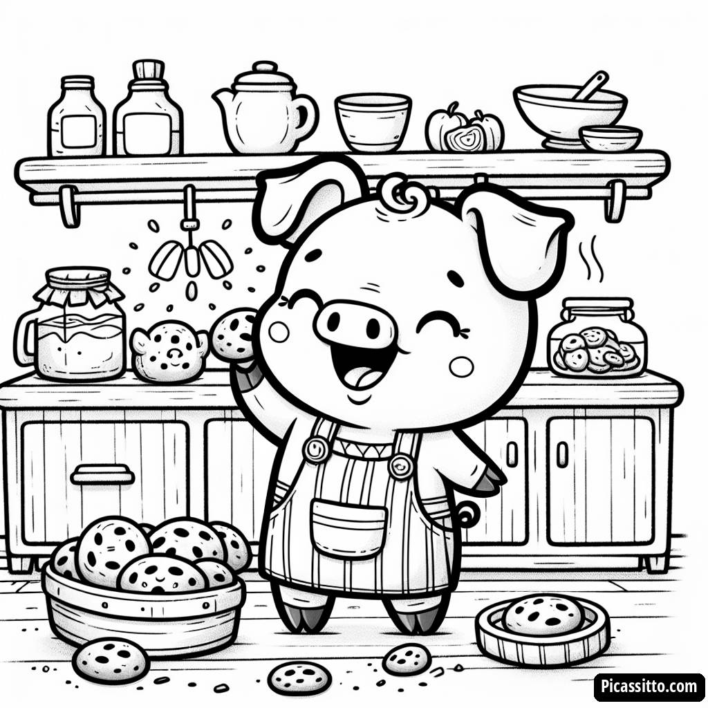 Página para Colorear de Mamá Pig Haciendo Galletas