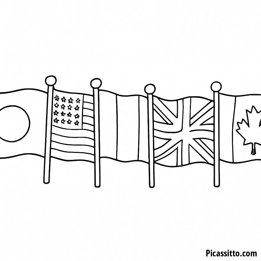National Flags Coloring Page