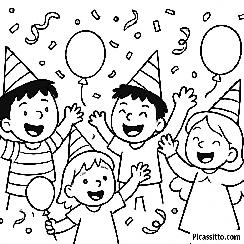 Página para Colorear de Celebración de Año Nuevo