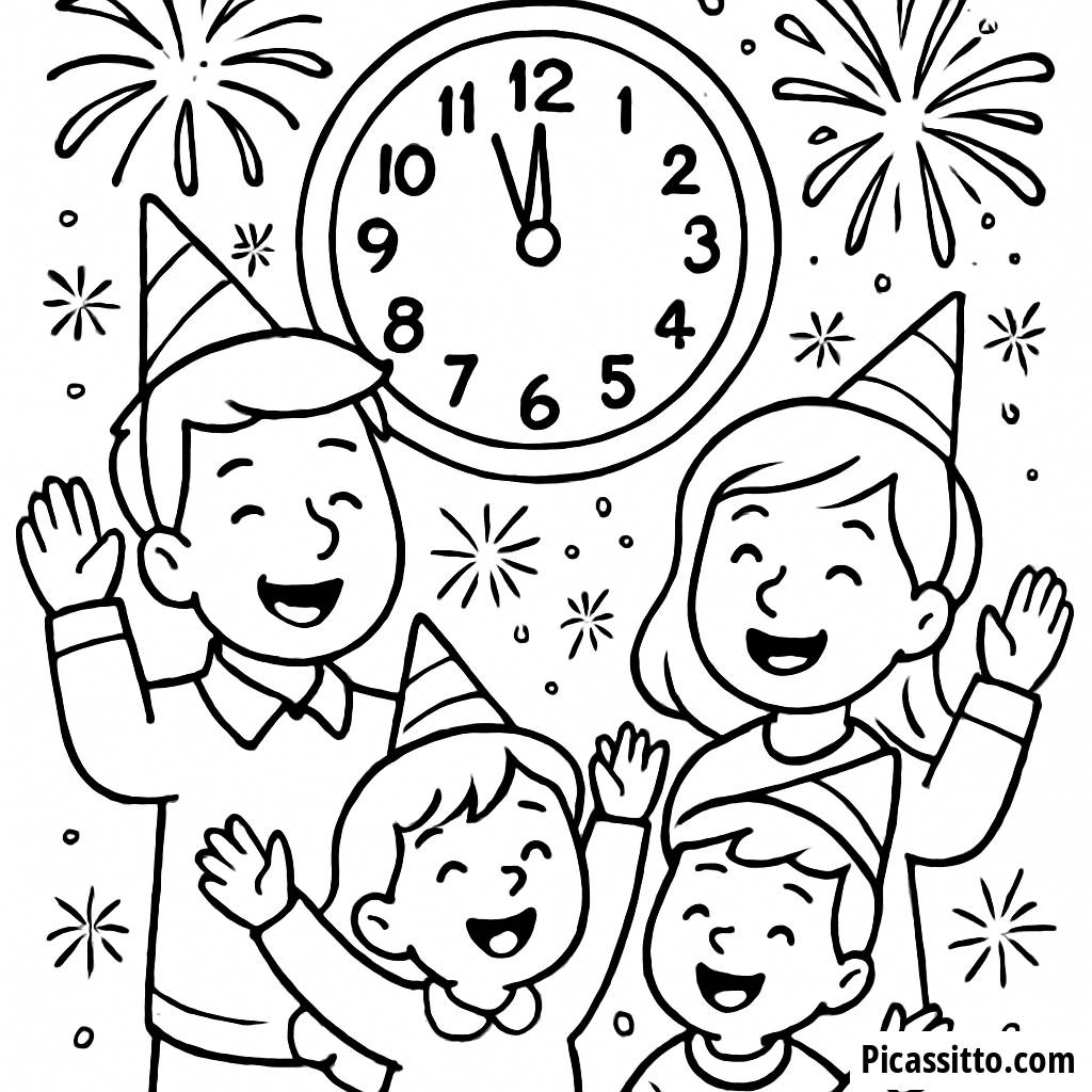 Malvorlage zur Neujahrsfeier