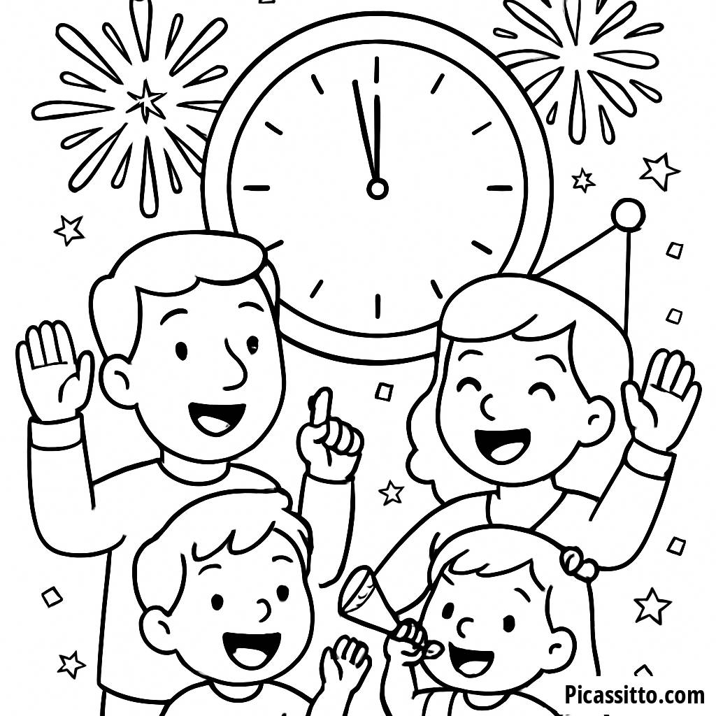 Färbeblatt für den Countdown zum Neuen Jahr