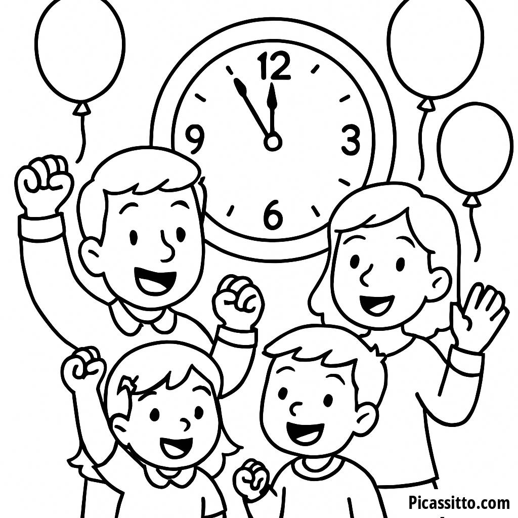New Year Countdown Coloring Page