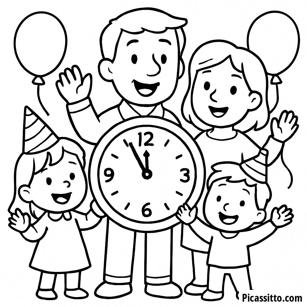 Färbungsseite für den Neujahrs Countdown