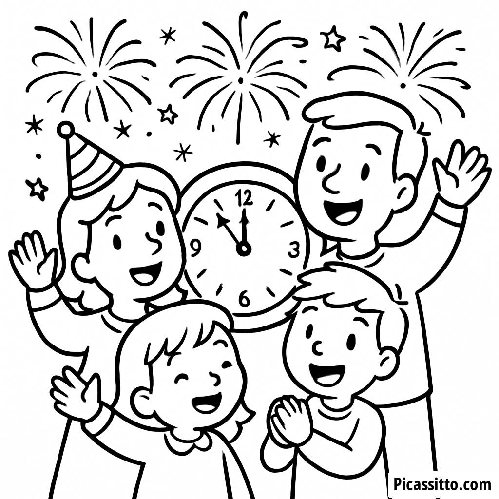 Färbungsseite für den Neujahrs Countdown
