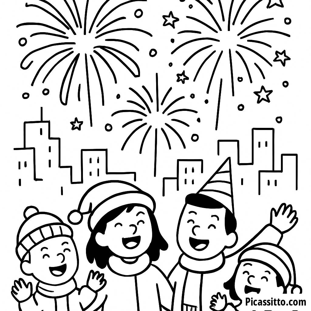 Malvorlage Neujahrsfeuerwerk