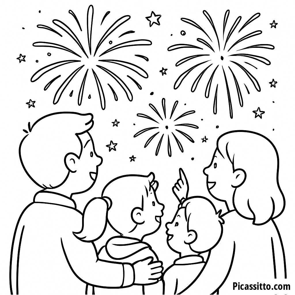 Malvorlage Feuerwerk zum Neujahr