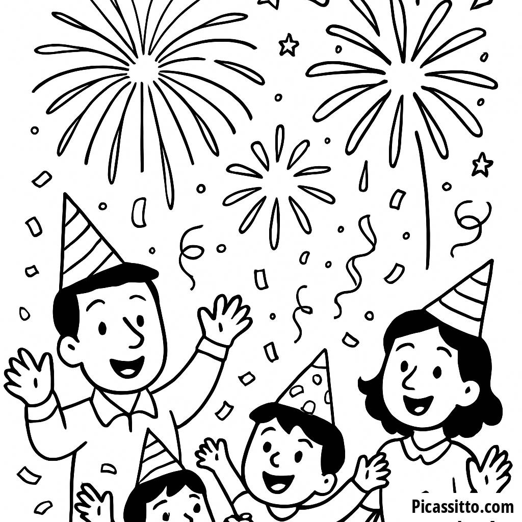 Pagina da Colorare della Celebrazione di Capodanno