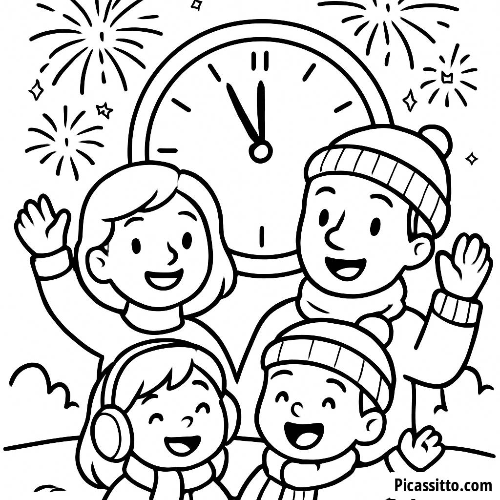 Page à Colorier de la Compte à Rebours du Nouvel An