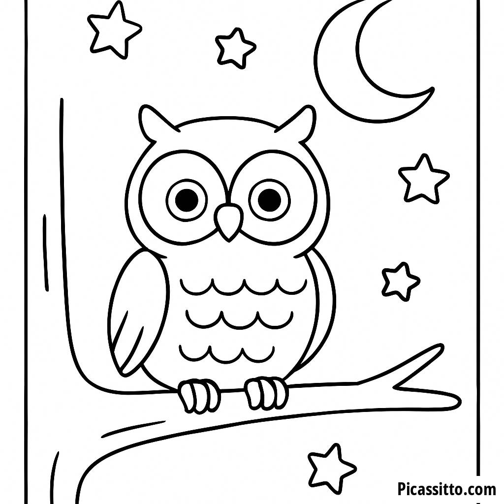 Page à Colorier de Hibou Nocturne