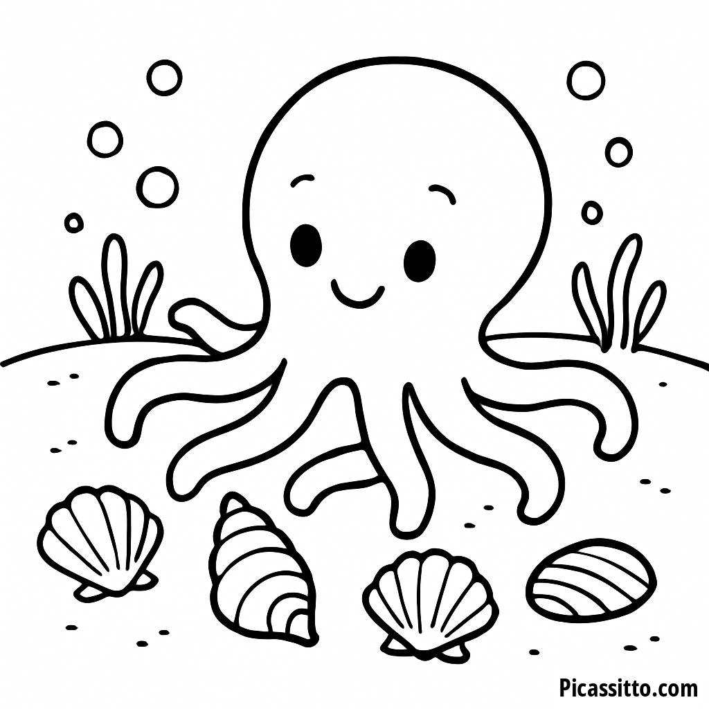Página para Colorear Pulpo: Diversión Marina!