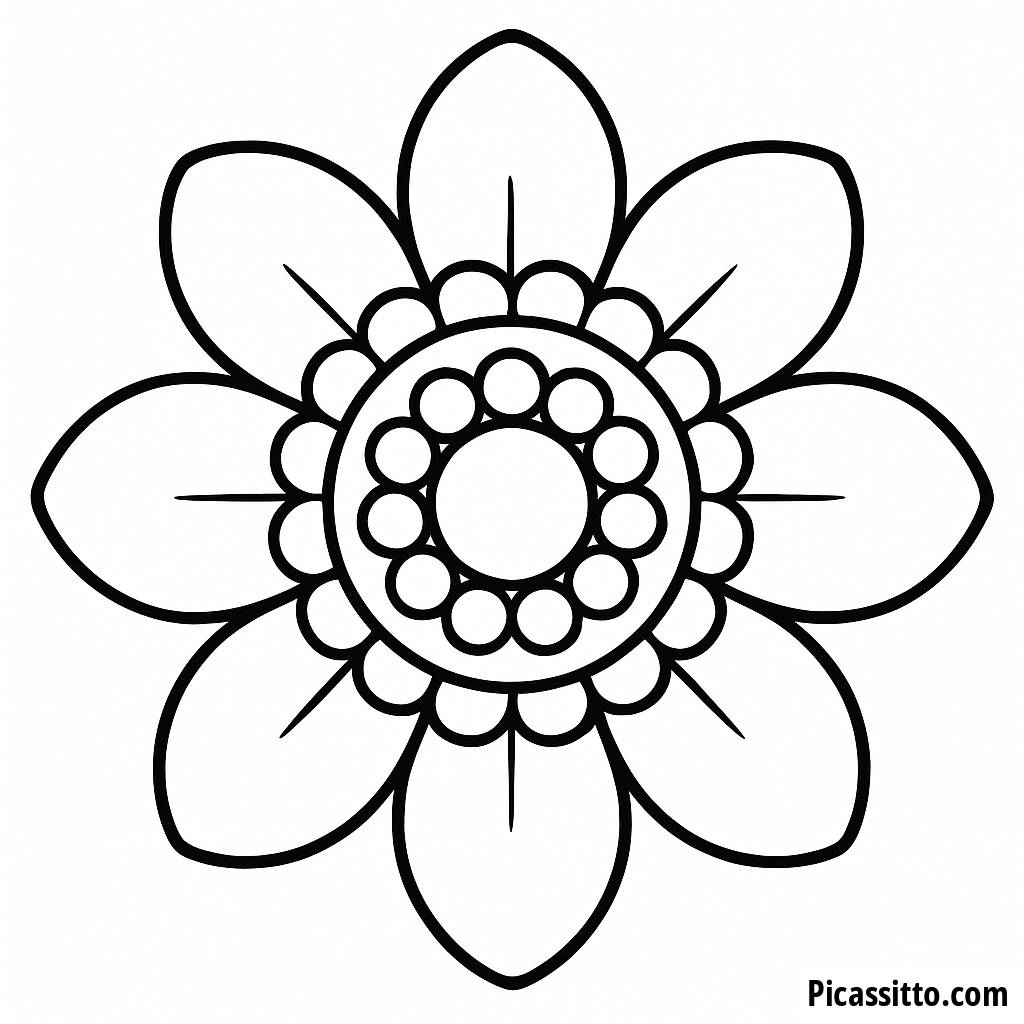 Oversized Petal Flower Mandala Coloring Page