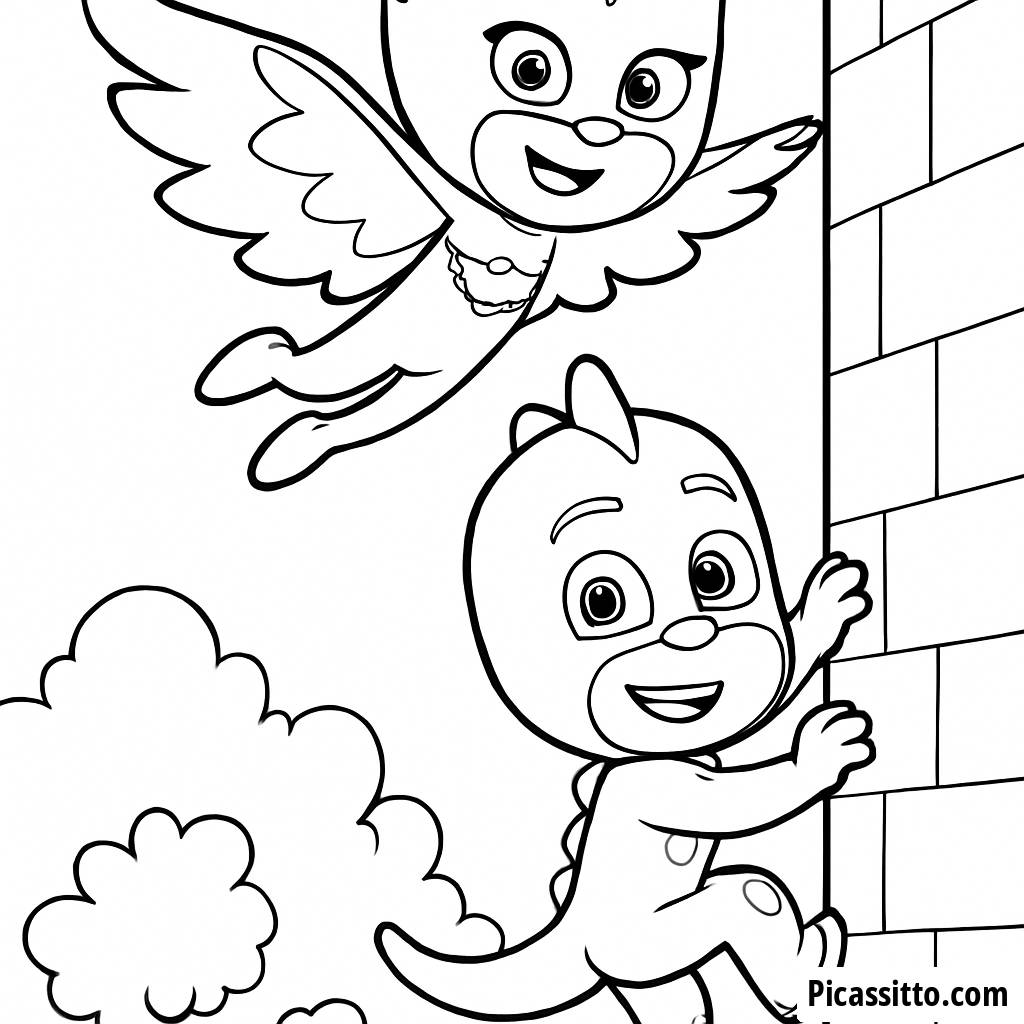 Owlette vola sopra gli alberi - Pagina da Colorare Gratis