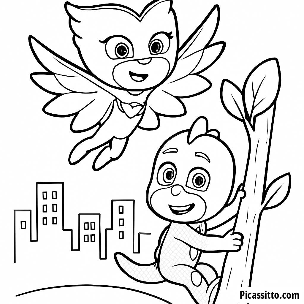 Owlette Soars High: PJ Masks Coloring Page