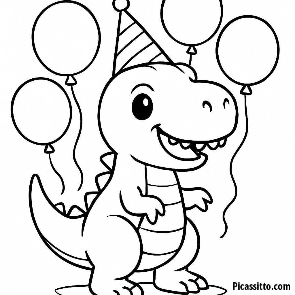 Página para Colorear T-Rex Fiesta