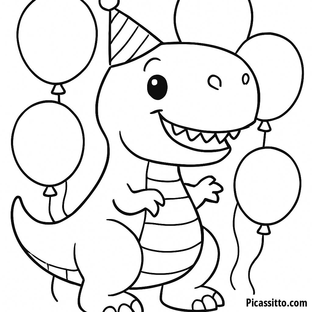 Pagina da Colorare T-Rex Festa