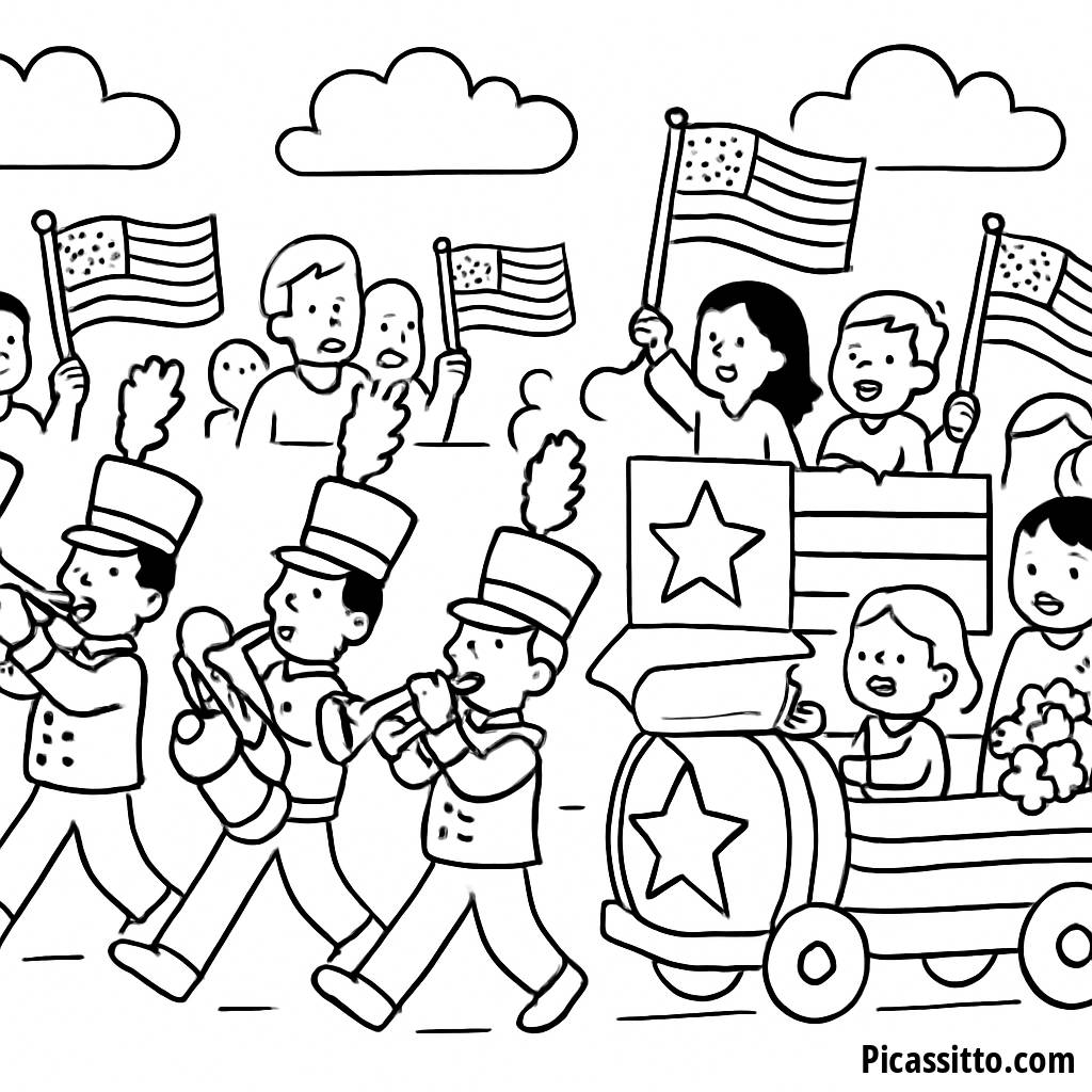 Pagina da Colorare del Parata Patriottica