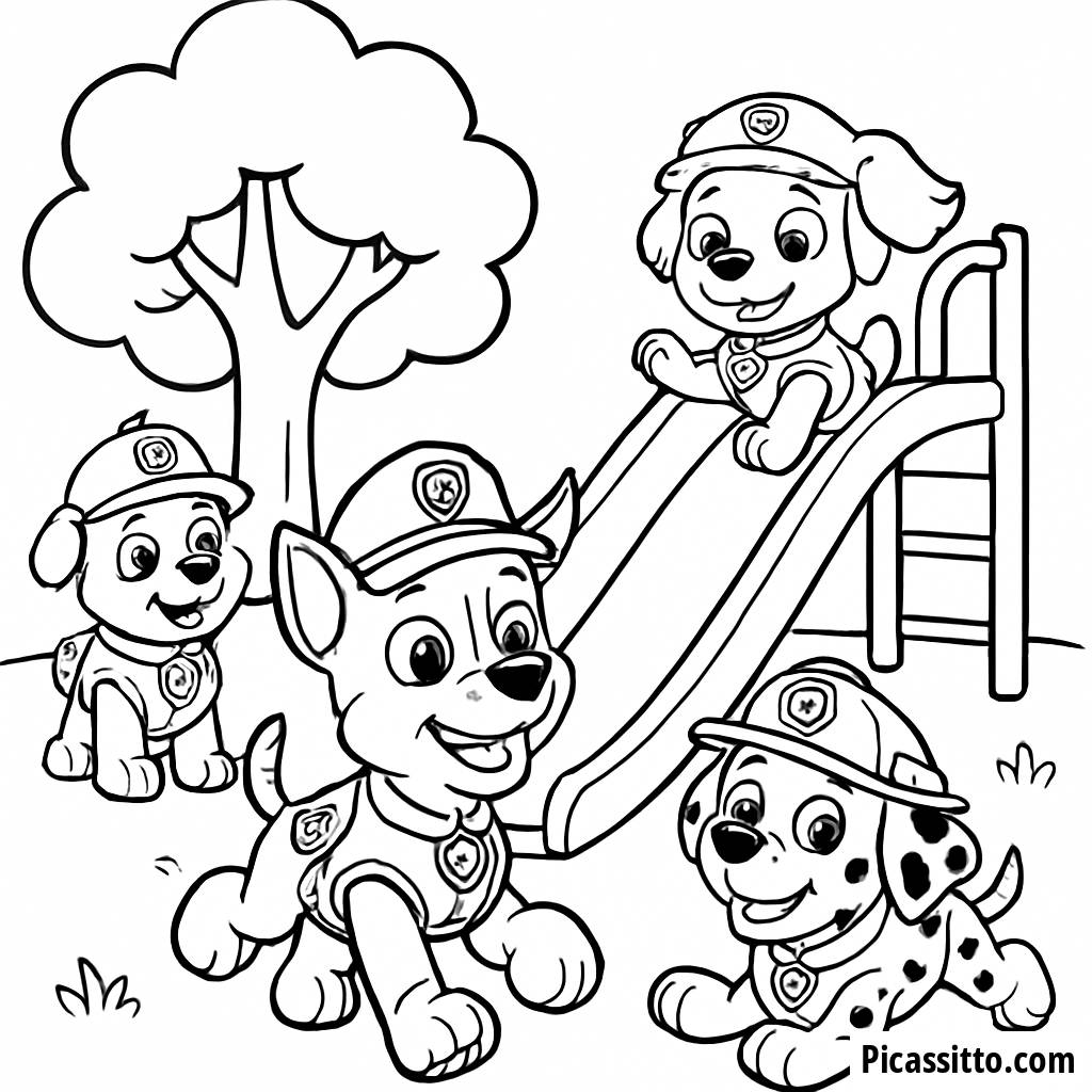 Pagina da Colorare Paw Patrol: Divertimento nel Parco!