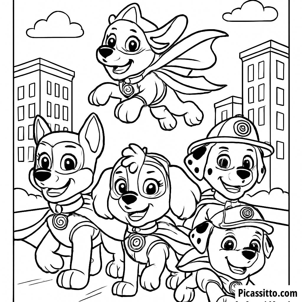 Pagina da Colorare dei Cuccioli Supereroi di Paw Patrol