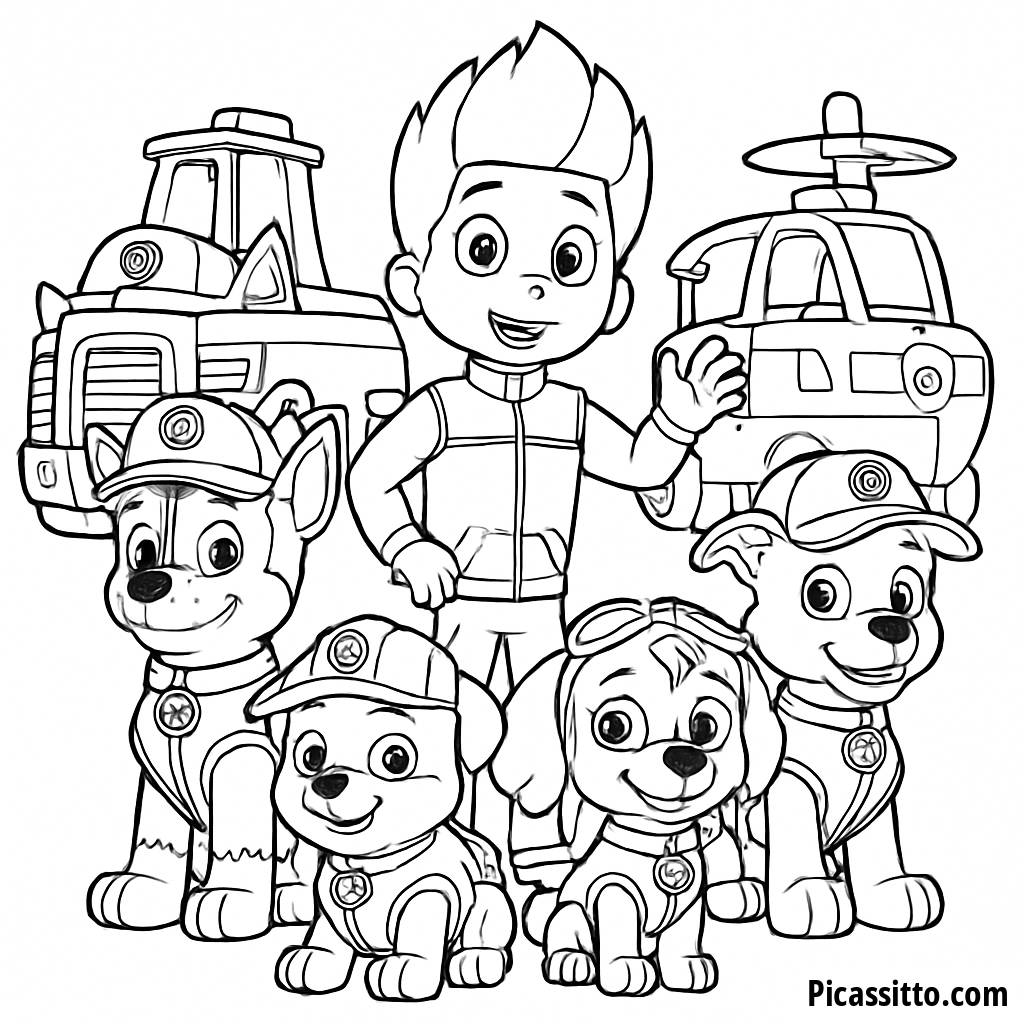 Pagina da Colorare della Squadra Paw Patrol