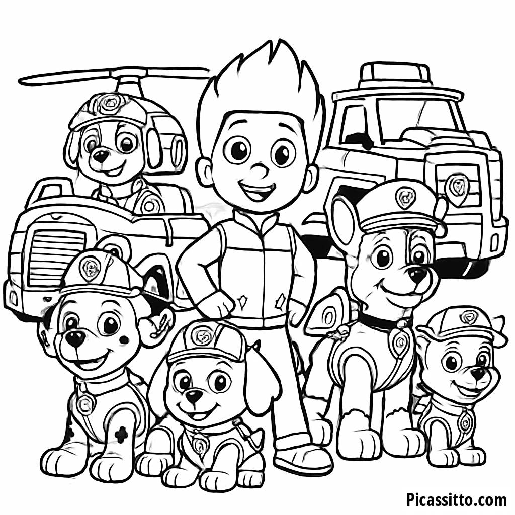 Página para Colorear de Paw Patrol - ¡Listos para la Aventura!